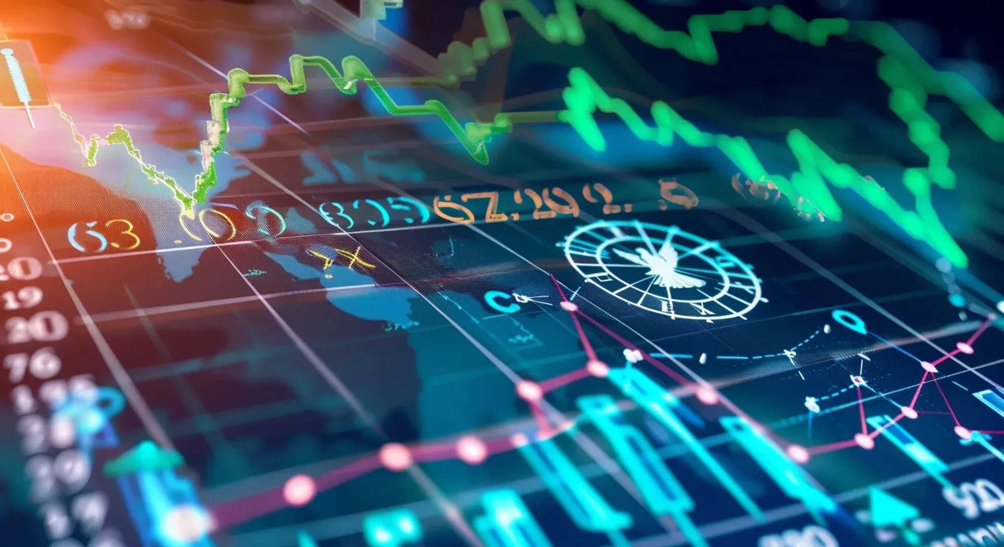 Illustration of a digital graph showing economic stability with Treasury logo