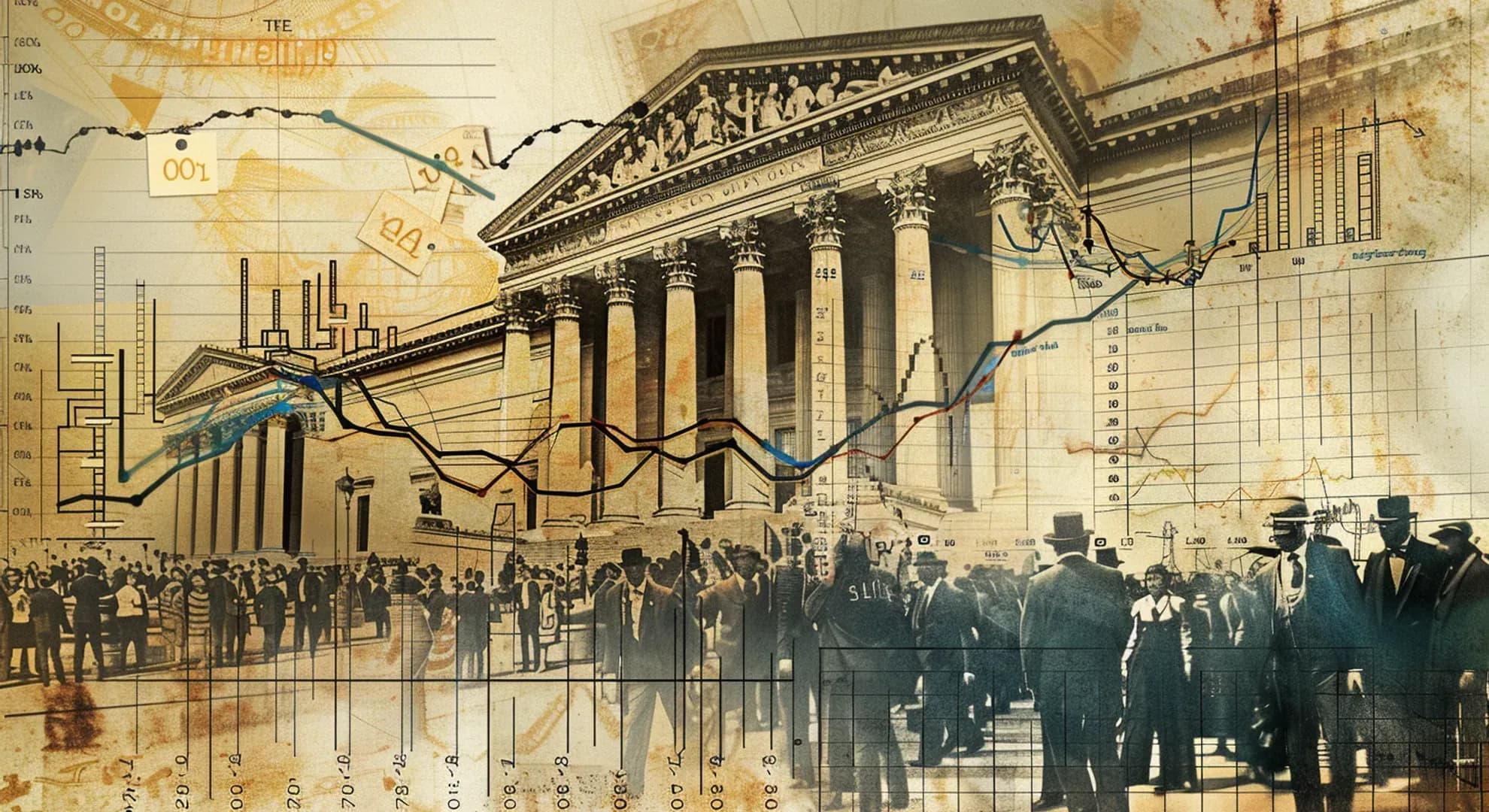 Illustration of historical timeline of financial metrics evolution