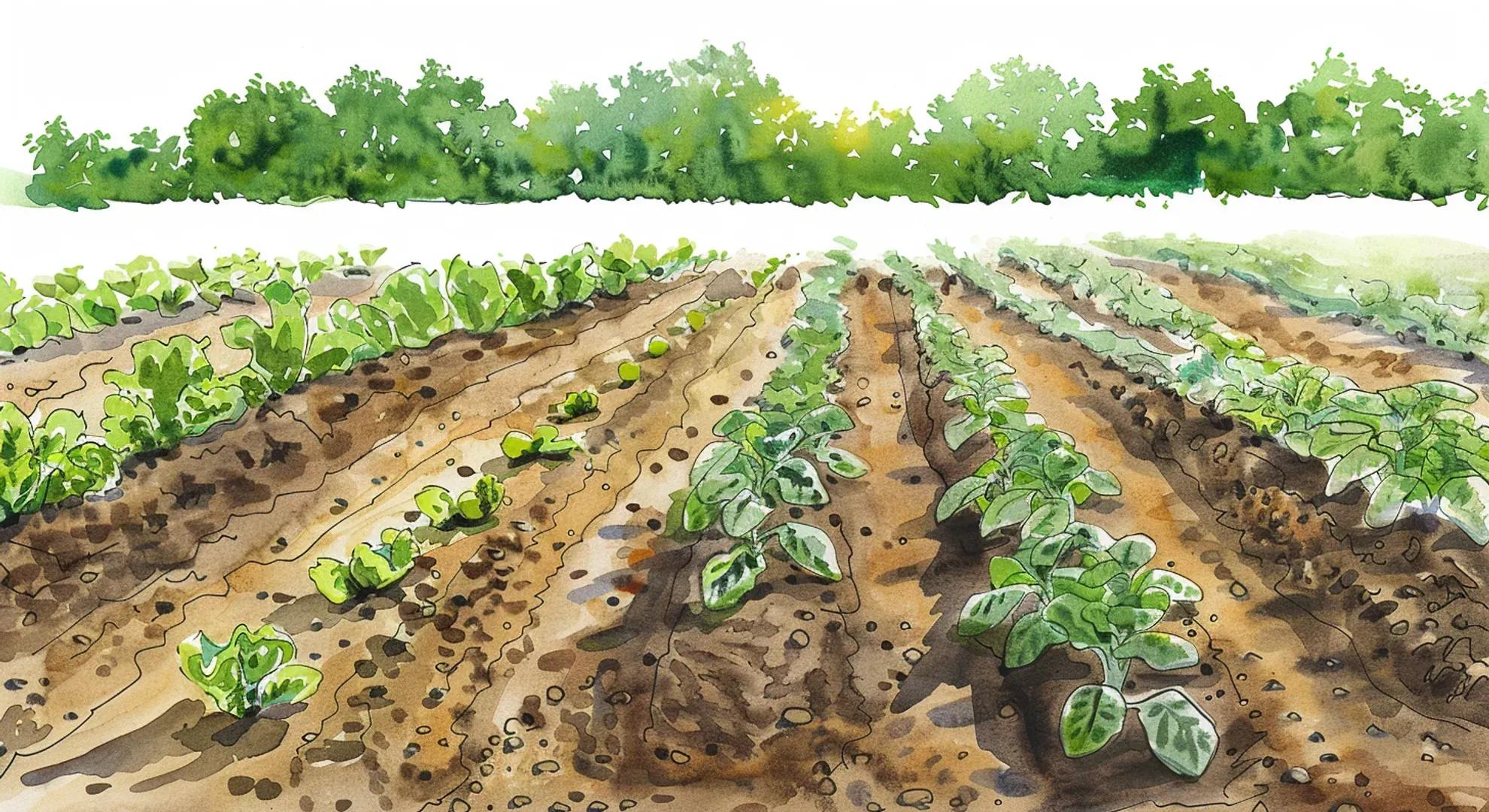 Illustration of organic farming, sustainable agriculture with potash fertilizer